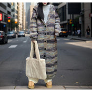 Retro Contrast Color Striped Hooded Sweater For Women