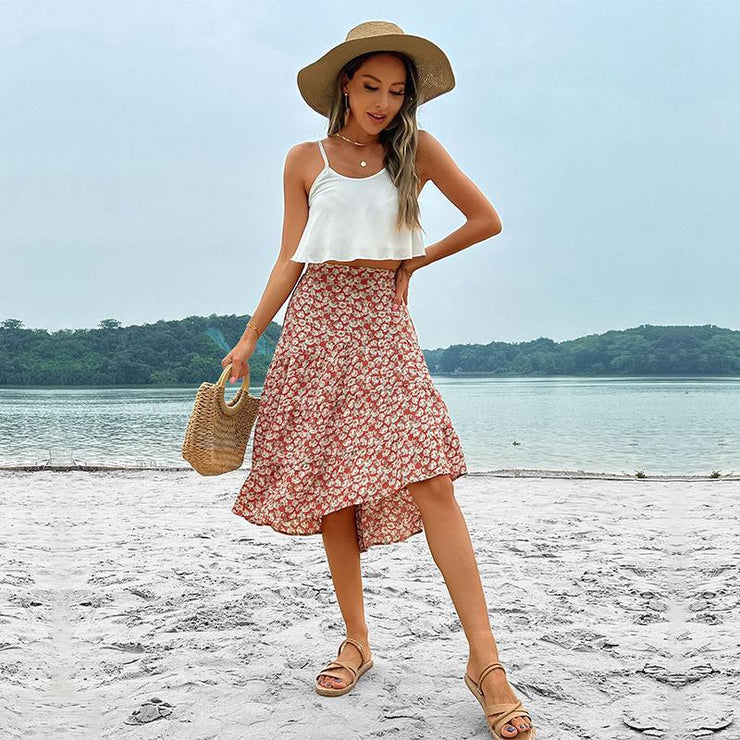 Floral Skirt Holiday Skirt Irregular Print Skirt