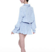 Blue Skirt Korean Striped Skirt