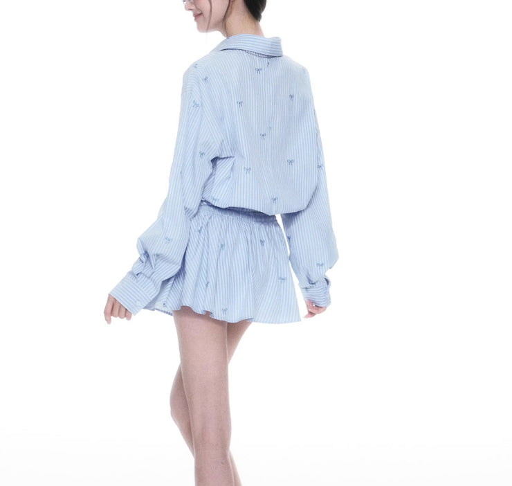 Blue Skirt Korean Striped Skirt