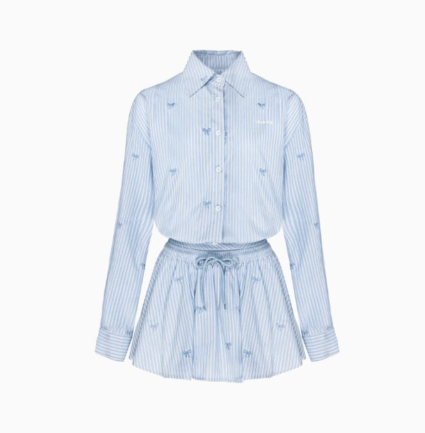 Blue Skirt Korean Striped Skirt