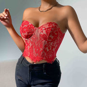 Sexy Lace Eye Curtain Flower High Sense Vest
