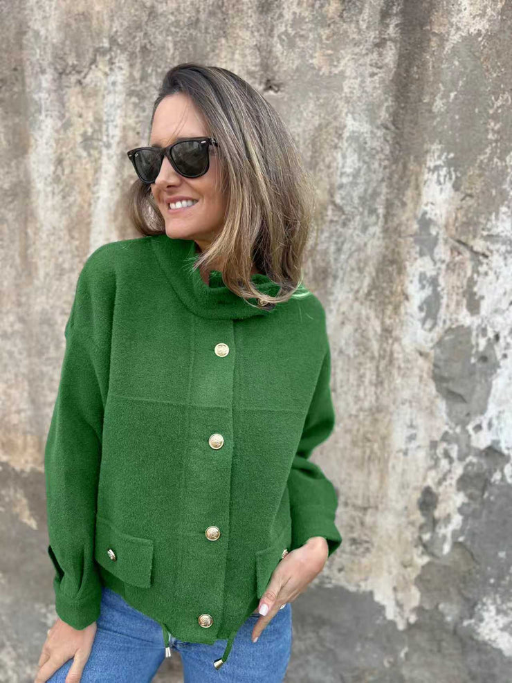Tie Pocket Cardigan Single-breasted Mid-length Coat