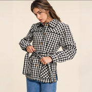 Fashion Women's Wear Plaid Button Long Sleeve Coat