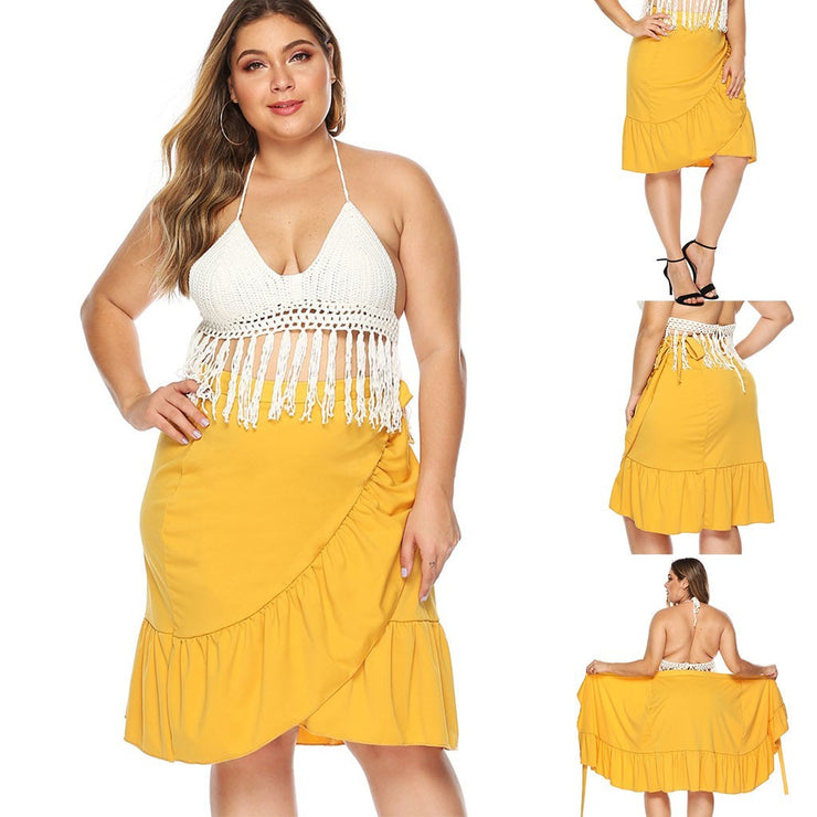 Cross straps beach skirt skirt