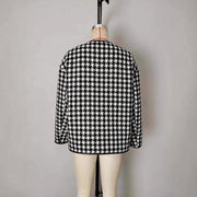 Metal Buckle Decorative Round Neck Hemming Shorts Jacket