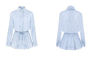 Blue Skirt Korean Striped Skirt