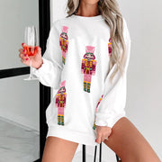 Autumn And Winter Sequin Embroidery Anime Round Neck Long Sleeve Loose Sweatshirt