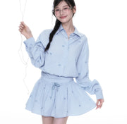 Blue Skirt Korean Striped Skirt