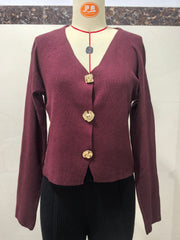 High-end Short Knitted Cardigan Slim Slimming Metal Buckle Sweater For Women