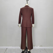 Fashionable Dark Brown Slim-fit Women's Business Suit Two-piece Suit
