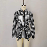 Fashion Women's Wear Plaid Button Long Sleeve Coat