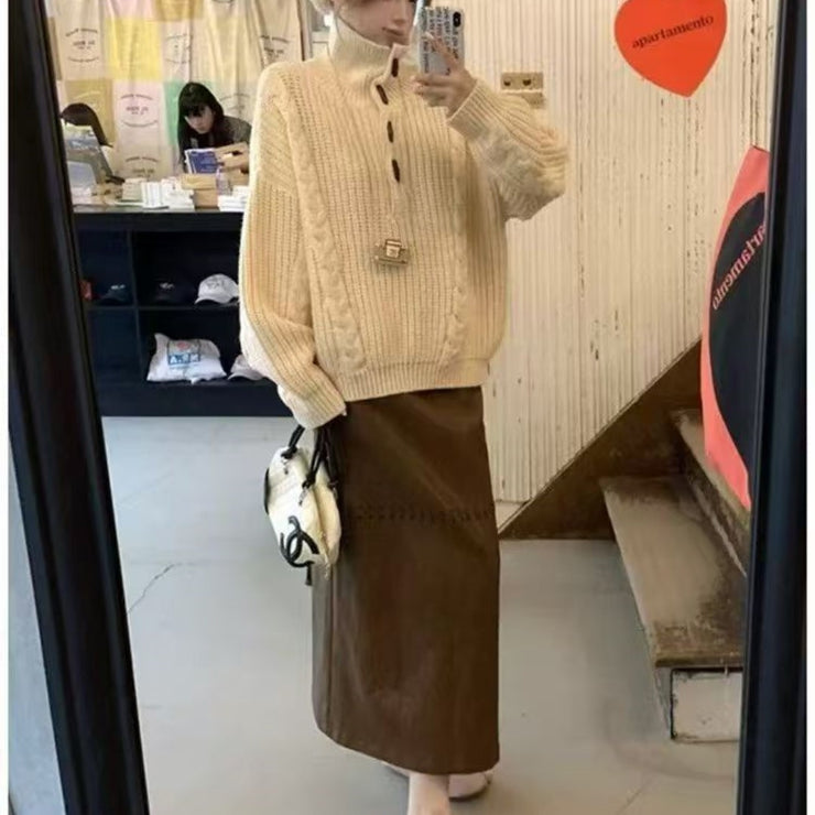 Turtleneck Twist Sweater Women&