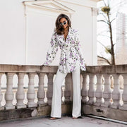 Fashion Commuter Lace Printing Long Sleeve Mid-length Women's Coat