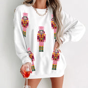 Autumn And Winter Sequin Embroidery Anime Round Neck Long Sleeve Loose Sweatshirt