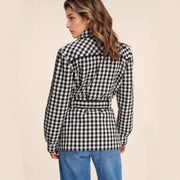Fashion Women's Wear Plaid Button Long Sleeve Coat