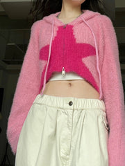 Women's European And American Short XINGX Hooded Knitted Jacket